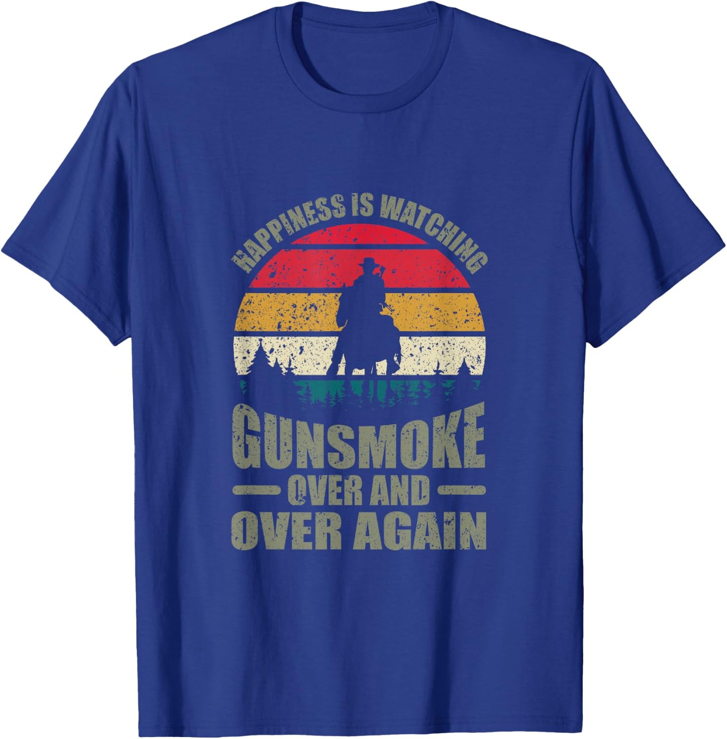Unconnected Jellyfish Cowboy: Happiness is Watching Gunsmoke Over and Over Again , Small, Black T-Shirt - T-Shirt | Royal