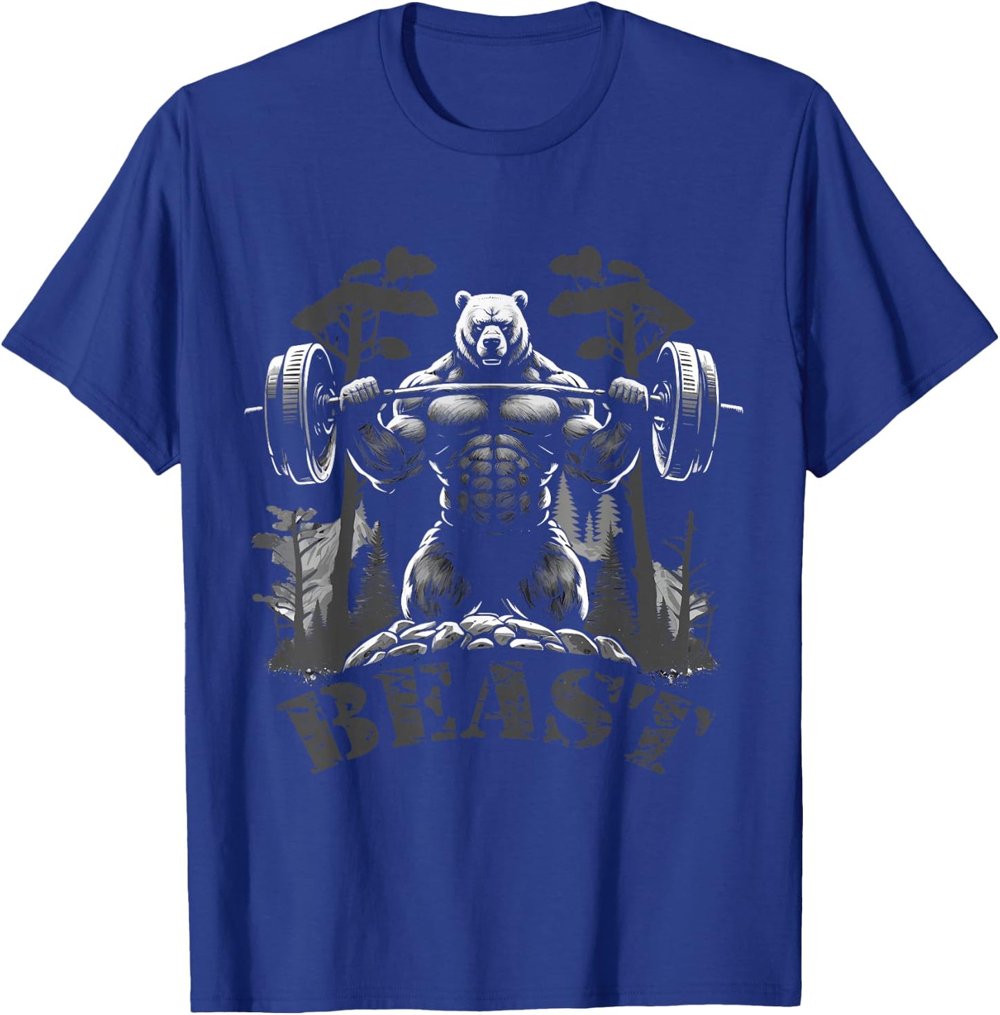 Gym Bodybuilding / Fitness Workout Beast Bear with Dumbbell , black T-Shirt - T-Shirt | Royal