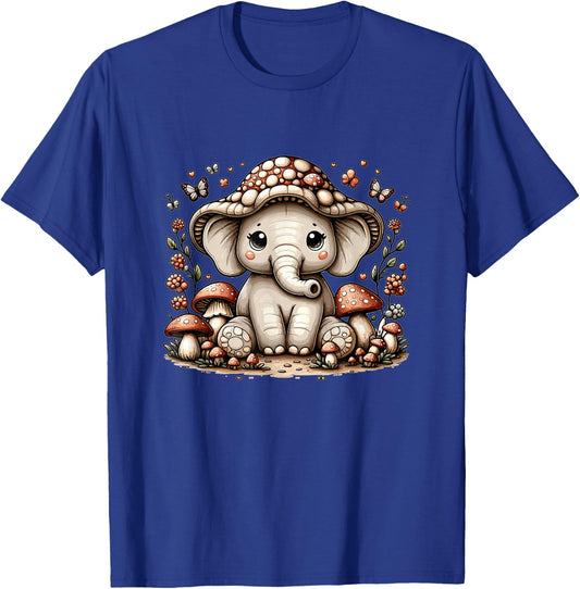 Elephant Cottagecore Mushroom T-Shirt - T-Shirt | Royal