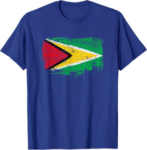 Guyana Flag Pride Gift Distressed Vintage Style T-Shirt - T-Shirt | Royal