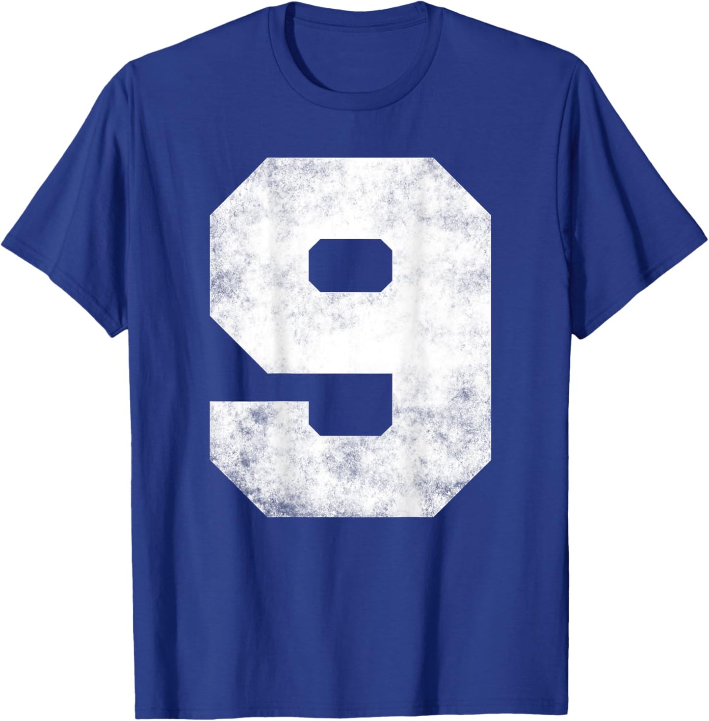 Big Distressed Number "9" Nine Numeric Digits T-Shirt - T-Shirt | Royal
