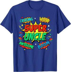Superhero Uncle Costume Comic Book Birthday T-Shirt - T-Shirt | Royal