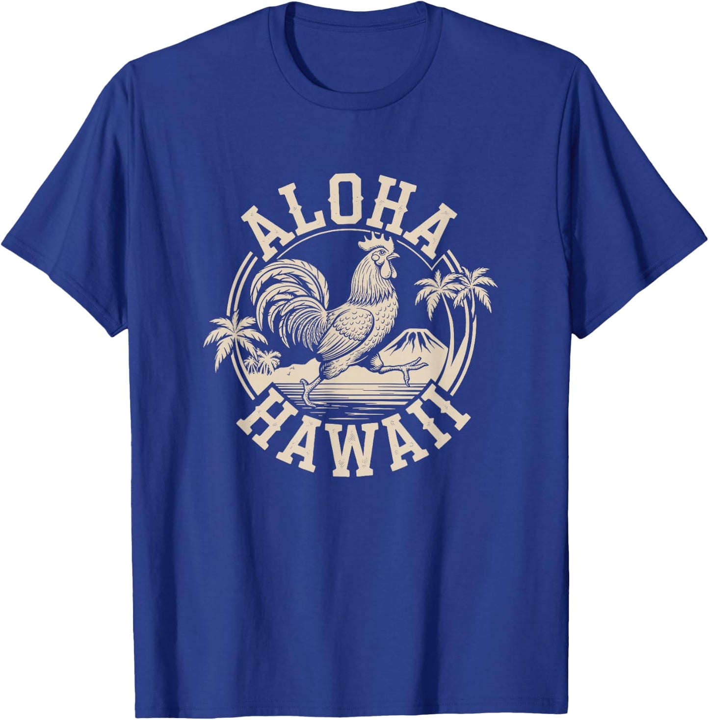 Aloha Hawaii Rooster Running on the Beach Tropical Vacation T-Shirt - T-Shirt | Royal