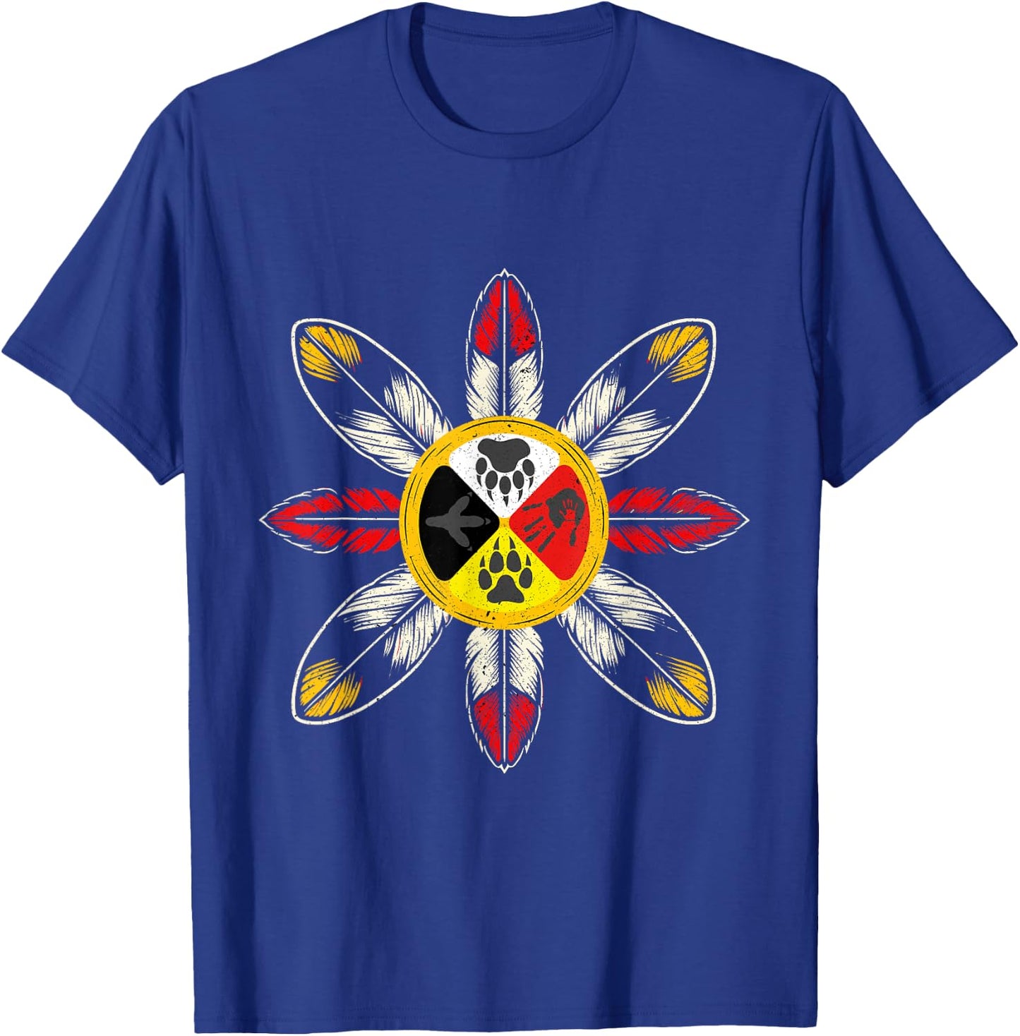 Medicine Wheel Native American Native Animals Spirit , Black, S T-Shirt - T-Shirt | Royal