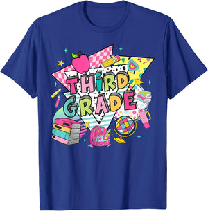 Third Grade Teachers Students Retro 90s Back To School T-Shirt - T-Shirt | Royal