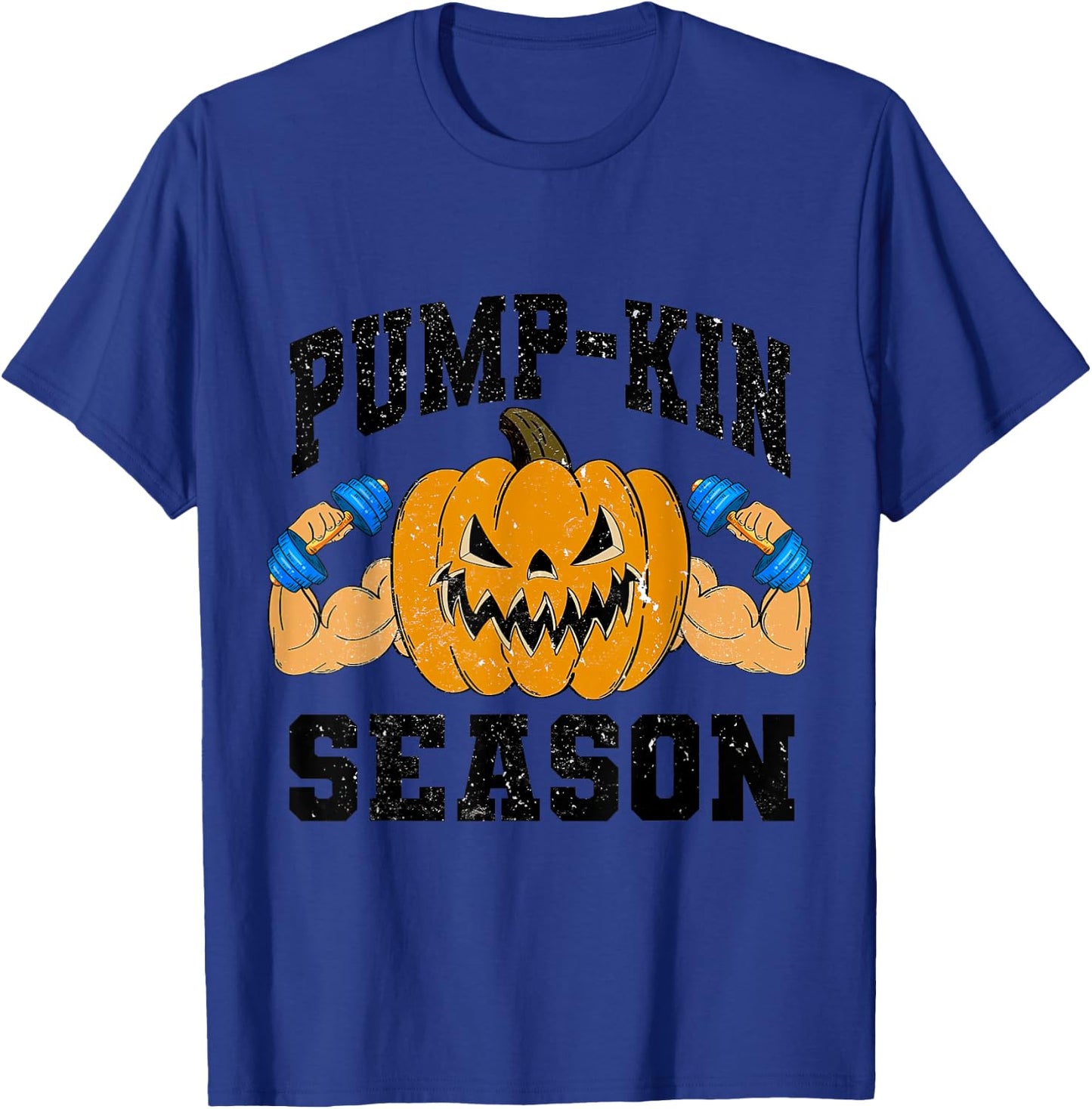 Funny Halloween Pumpkin Season Weightlifting Workout Gym T-Shirt - T-Shirt | Royal