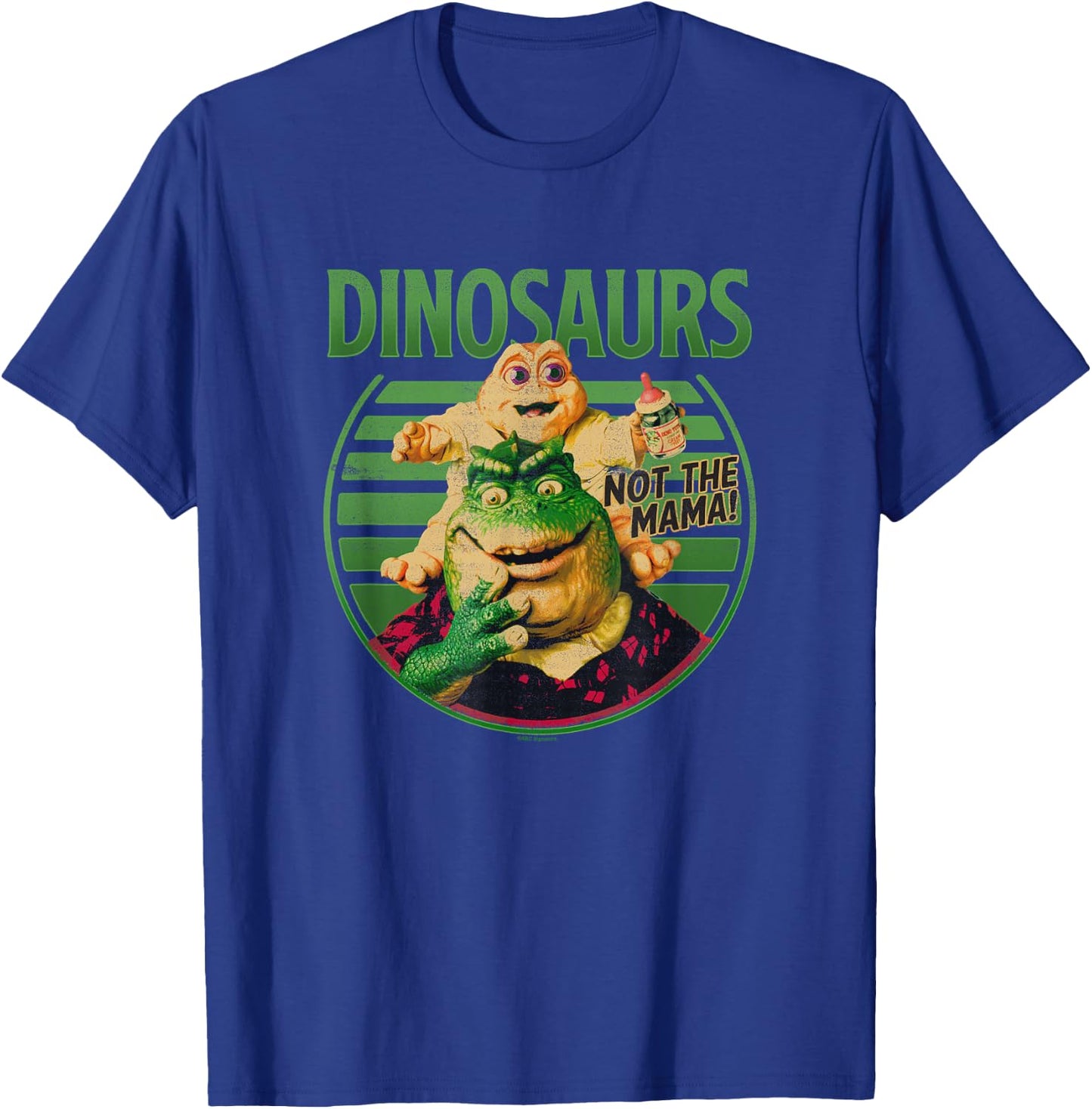 Dinosaurs Not The Mama! Baby & Earl Sinclair Big Retro Logo T-Shirt - T-Shirt | Royal