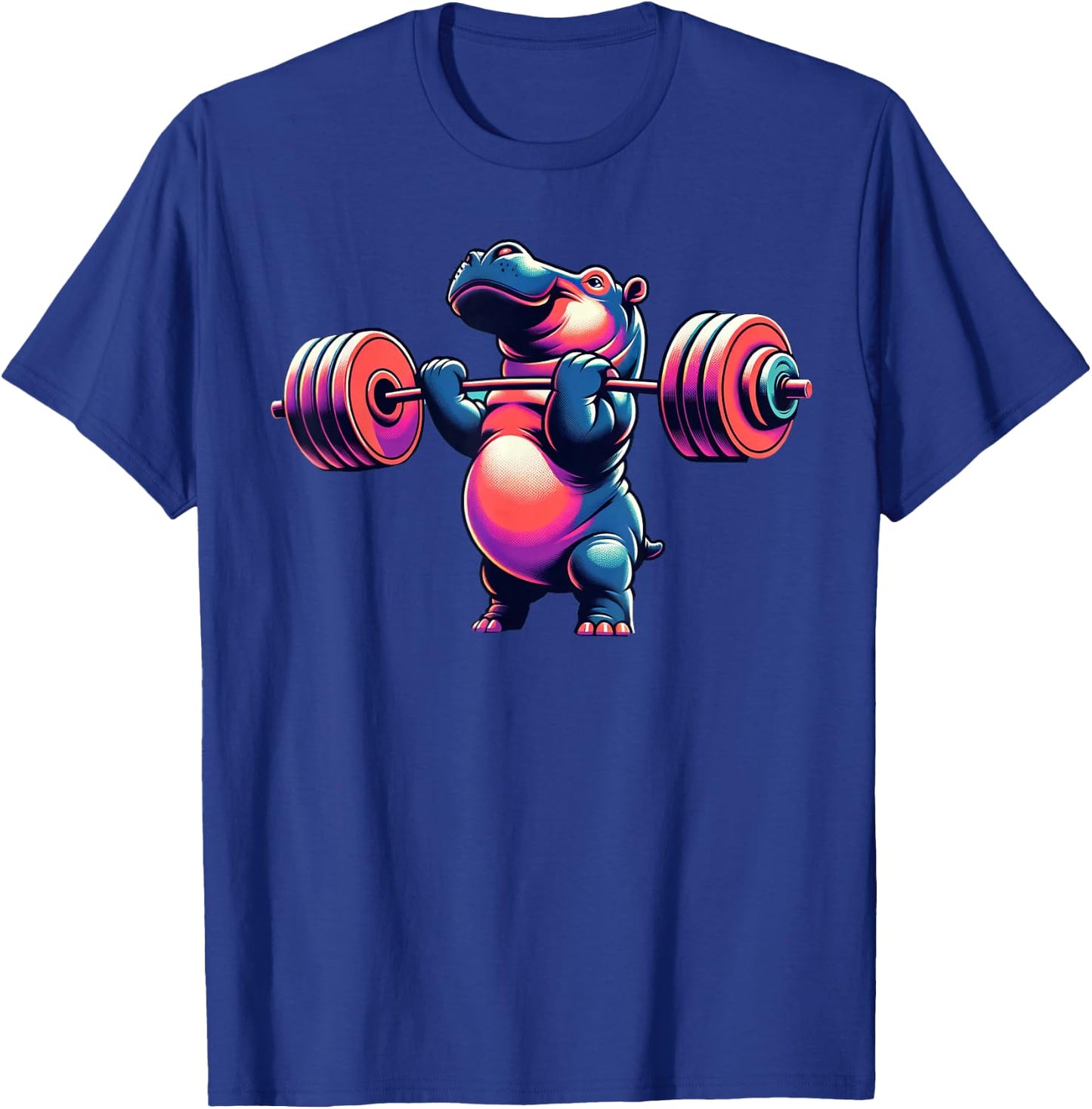 Hippo Powerlifting Weightlifting Gym Workout Hippopotamus T-Shirt - T-Shirt | Royal