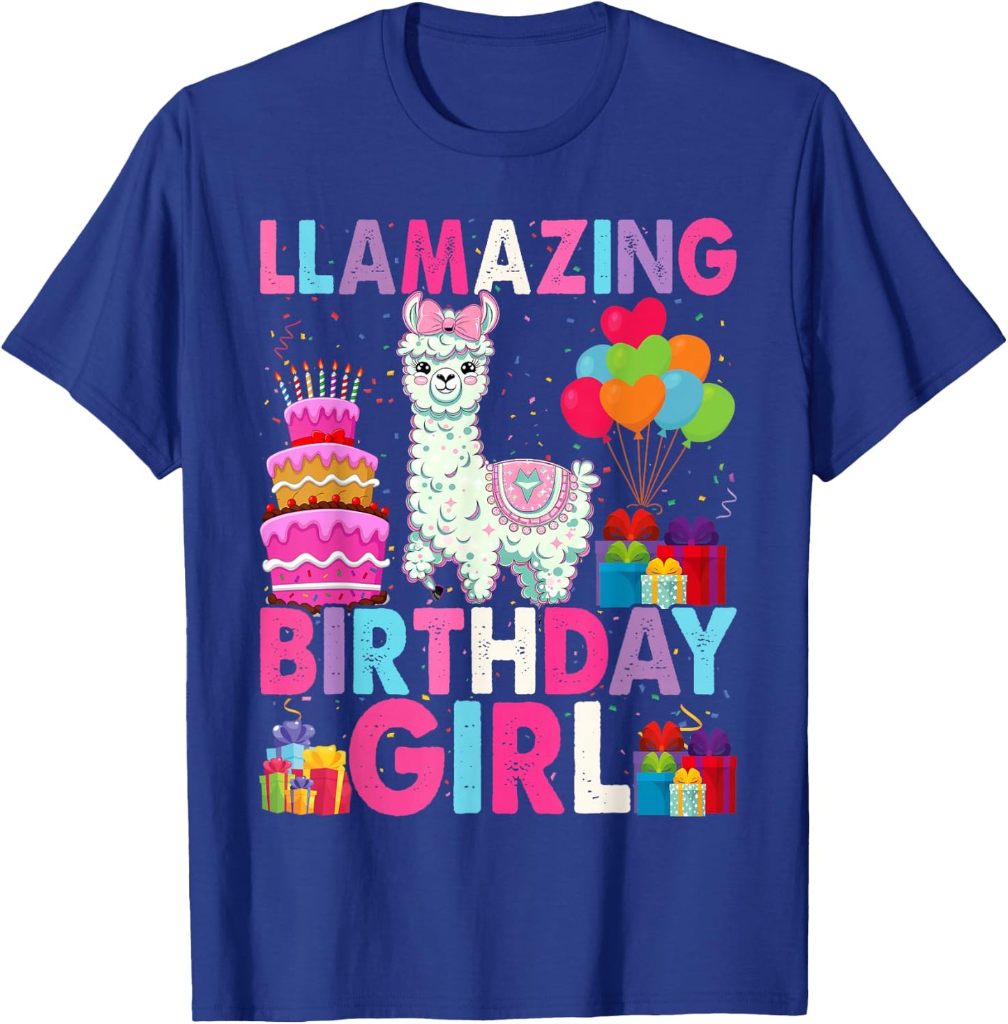 Llama Birthday Girl Llamazing Birthday Alpaca Llama Girl T-Shirt - T-Shirt | Royal