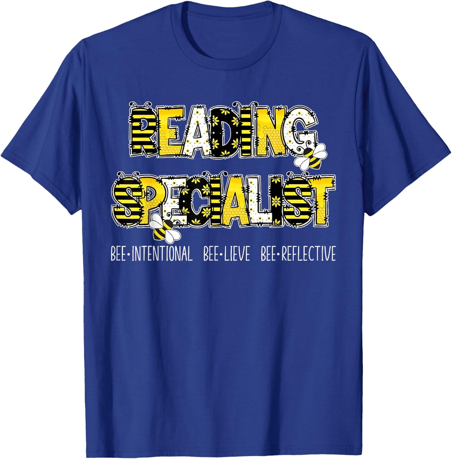 Retro Reading Specialist Bee Reading Interventionist Squad T-Shirt - T-Shirt | Royal