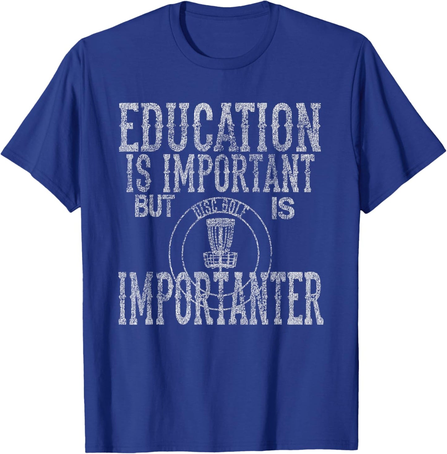Never Underestimate an Old Man Disc Golf Distressed T-Shirt - T-Shirt | Royal