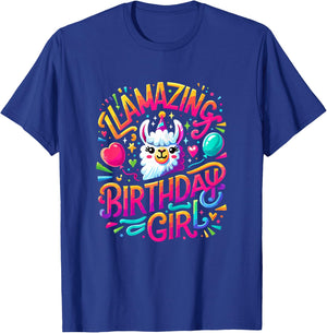 Llamazing Birthday Girl Llama Birthday Girl Alpaca Llama T-Shirt - T-Shirt | Royal