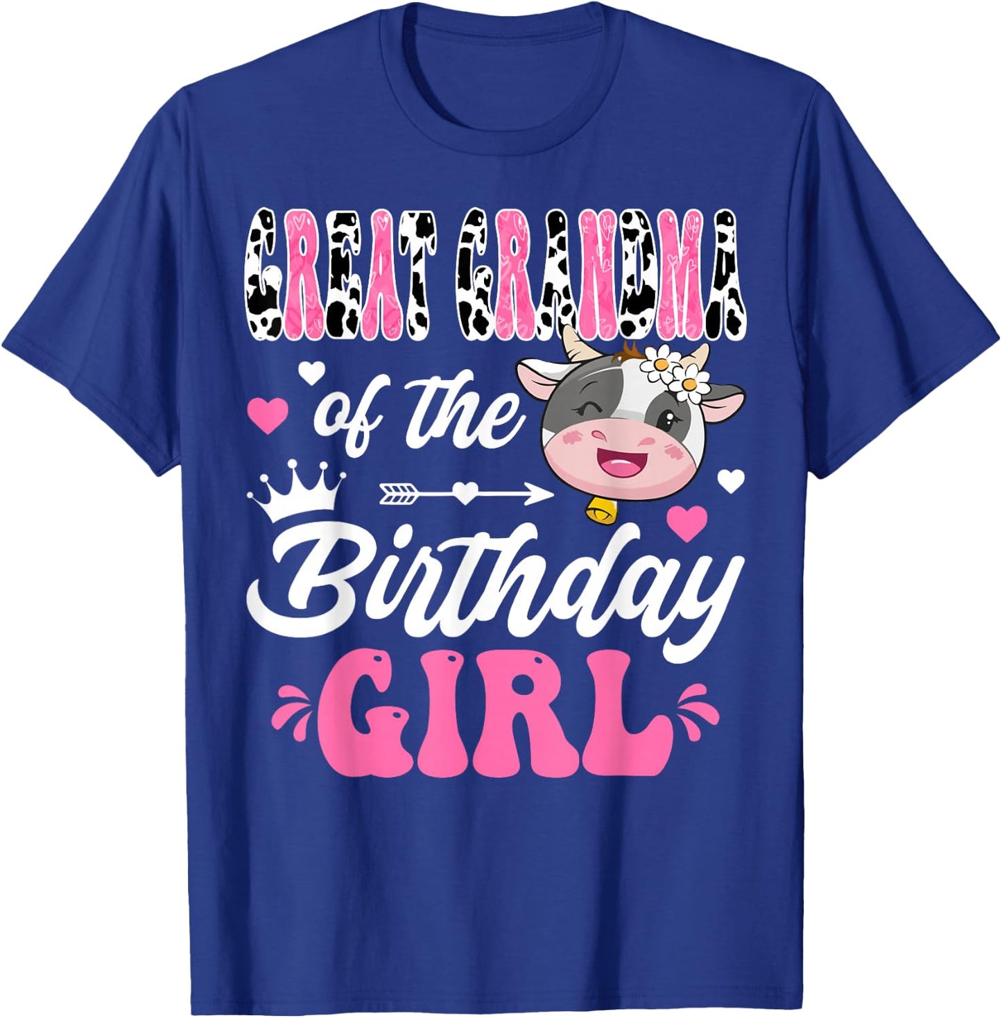 Great Grandma Of The Birthday Girl Cute Cow 1St Birthday T-Shirt - T-Shirt | Royal