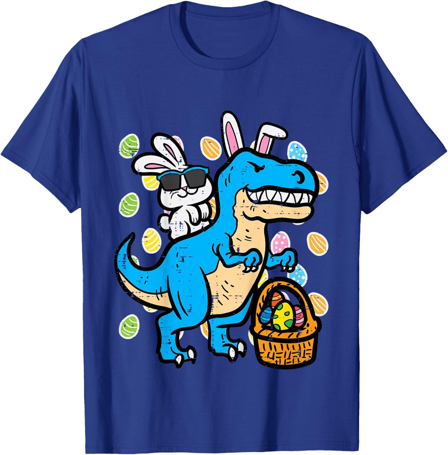 Kids Easter Bunny On Trex Dino Egg Rabbit Boys Kids Toddler Youth T-Shirt - T-Shirt | Royal