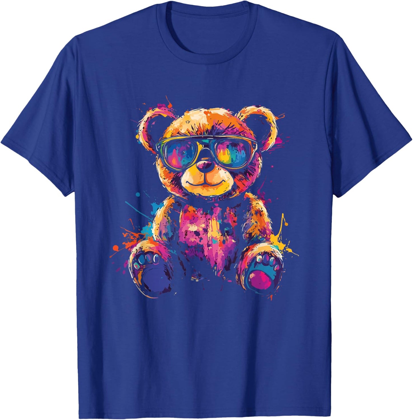 Cool Colourful Bear with Sunglasses , black T-Shirt - T-Shirt | Royal