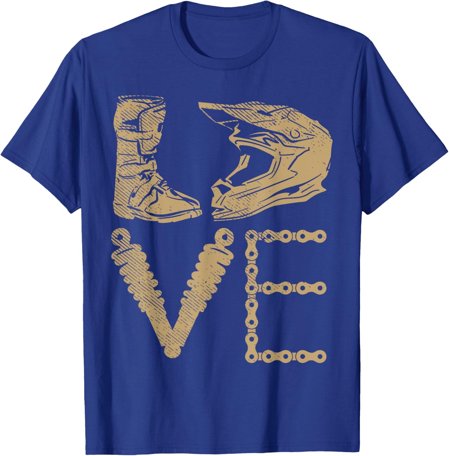 Love Dirt Bike Boots Helmet Motocross Motorcycle Racing Gift T-Shirt - T-Shirt | Royal