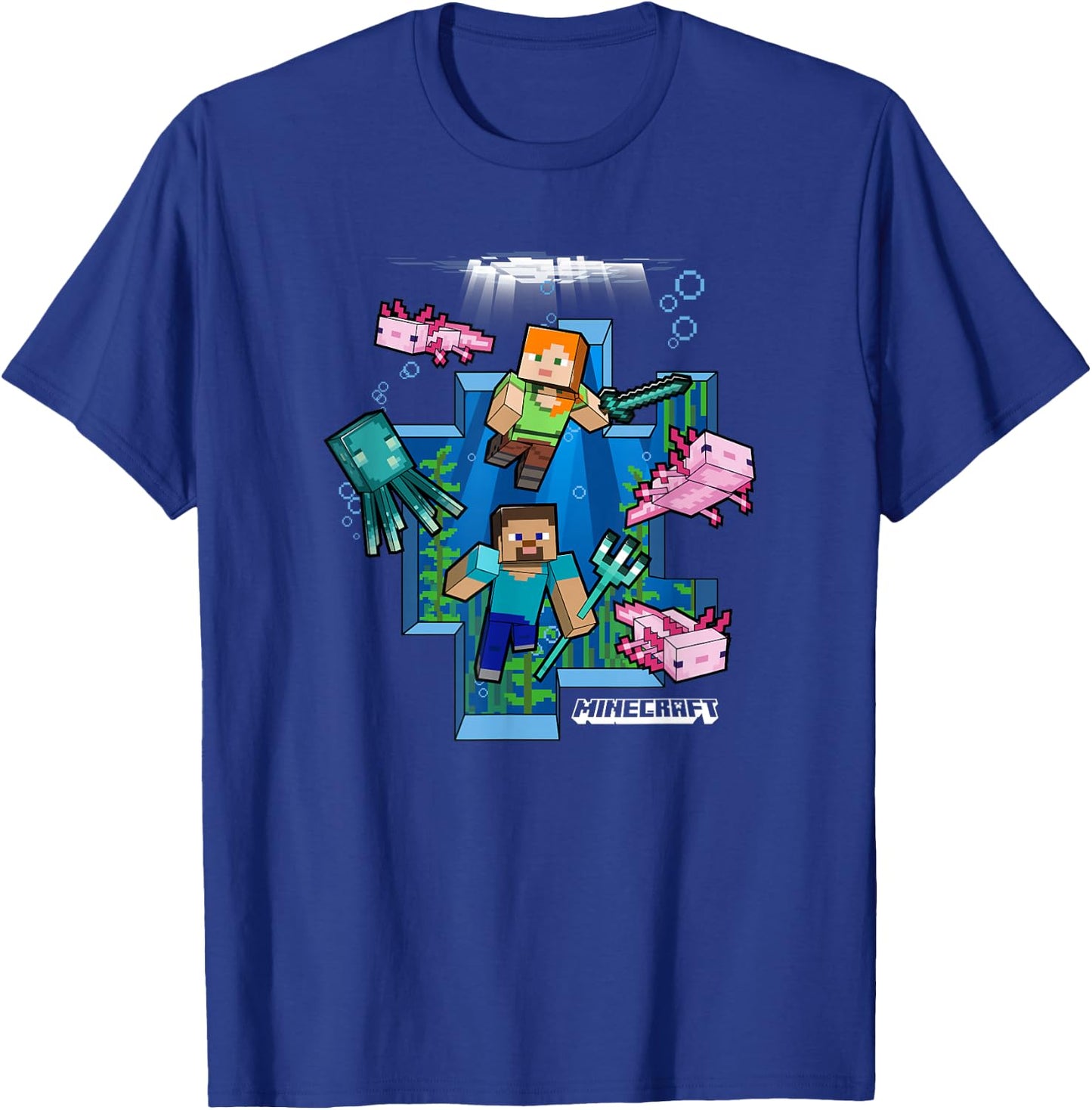Minecraft Alex and Steve Under Water World T-Shirt - T-Shirt | Royal