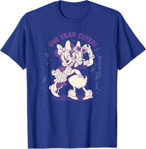 Disney Minnie Mouse Daisy Duck Birthday Wish One Year Cuter T-Shirt - T-Shirt | Royal