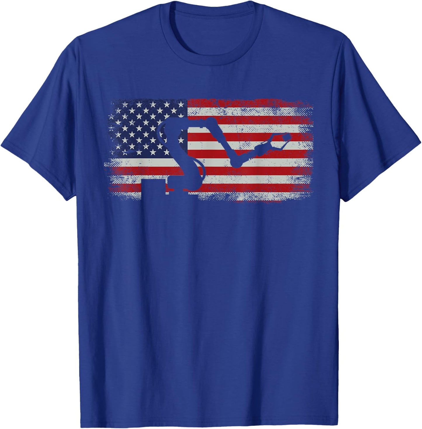 Robot Robotics Engineer American Flag Vintage T-Shirt - T-Shirt | Royal