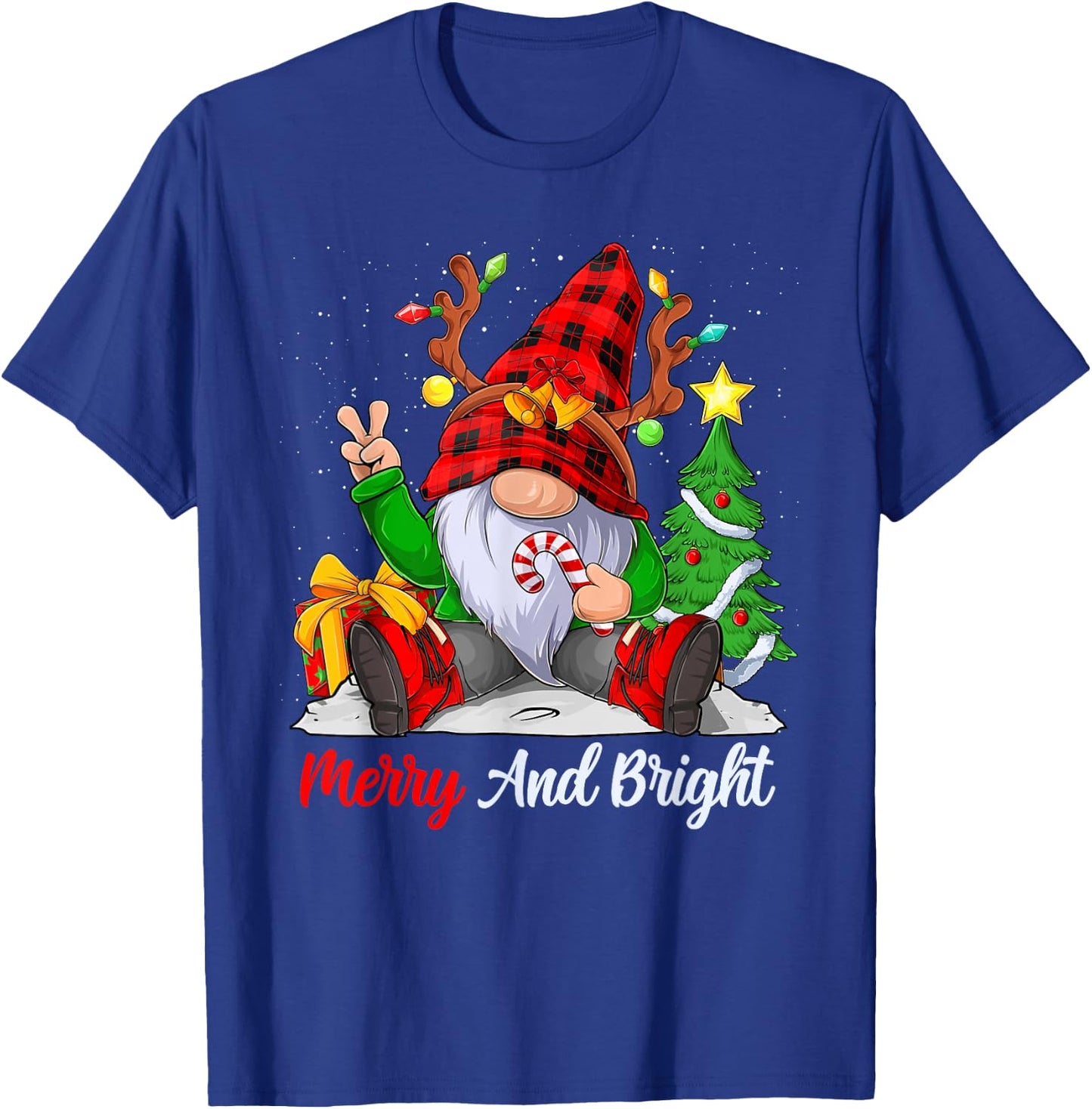 Merry and bright christmas gnome family pajamas matching T-Shirt - T-Shirt | Royal