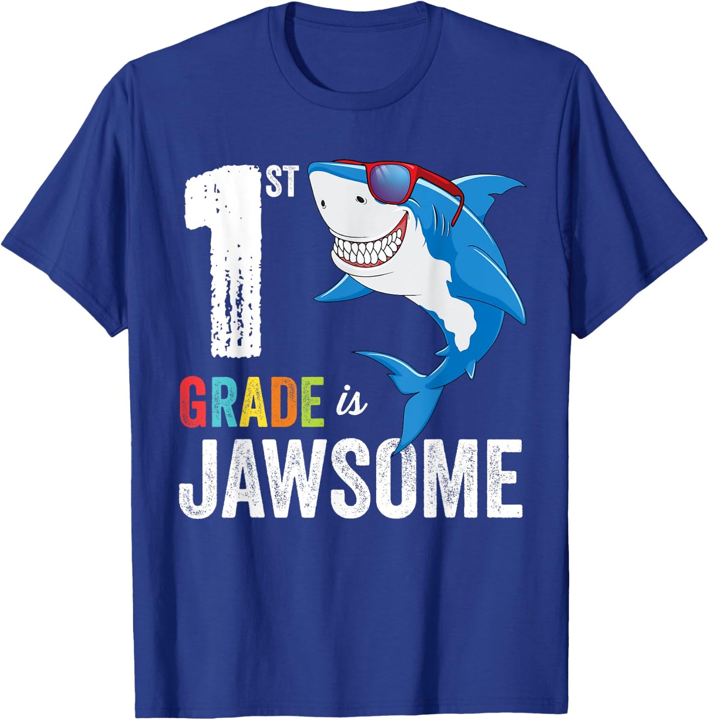 First Grade Shirt Boys Girls Shark First Day of School T-Shirt - T-Shirt | Royal