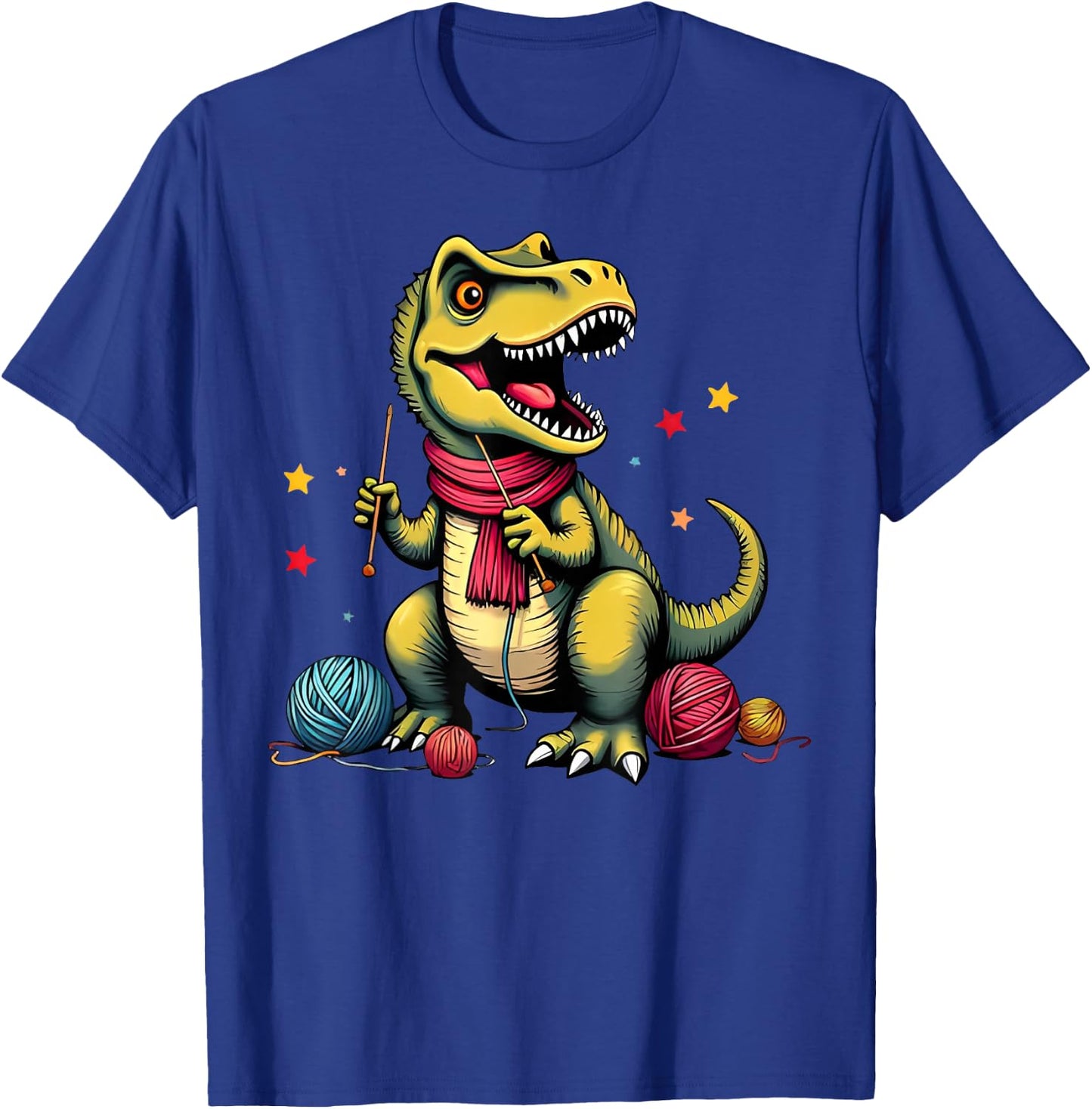 Cute Crochet Yarn Dinosaur T Rex Knitting Crochet T-Shirt - T-Shirt | Royal