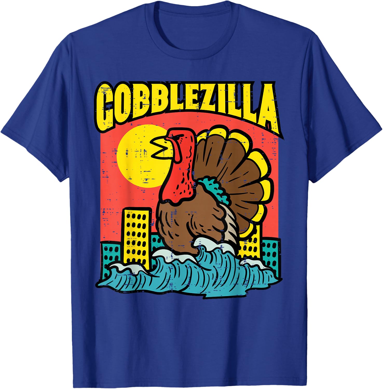 Thanksgiving Gobblezilla Vintage Turkey Day Men Women Kids T-Shirt - T-Shirt | Royal