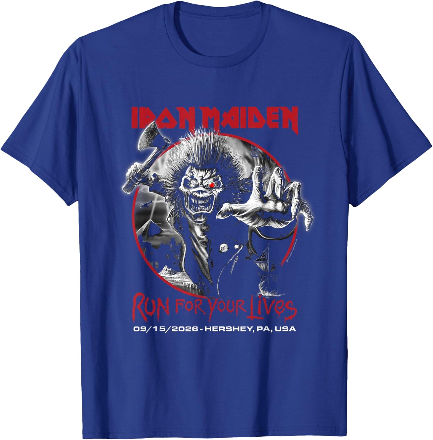 Iron Maiden Run for Your Lives Tour 2026 Hershey T-Shirt - T-Shirt | Royal