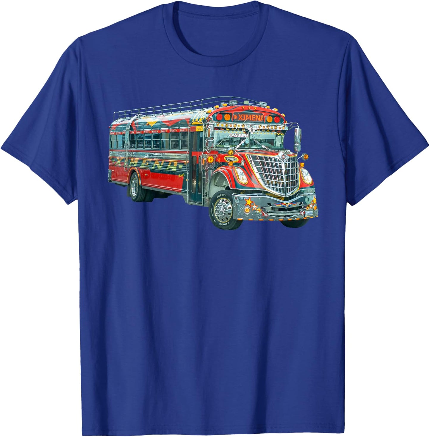 Chicken Bus Guatemala Chapin Quetzal Antigua Tikal Maya 502 T-Shirt - T-Shirt | Royal