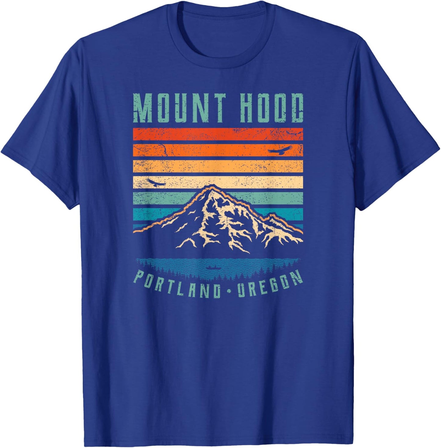 Mt Hood Retro | Mount Hood Portland Oregon Vintage Mountain T-Shirt - T-Shirt | Royal