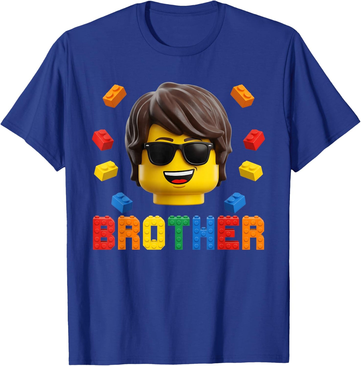 Brother Master Builder Boy Building Bricks Blocks Family T-Shirt - T-Shirt | Royal