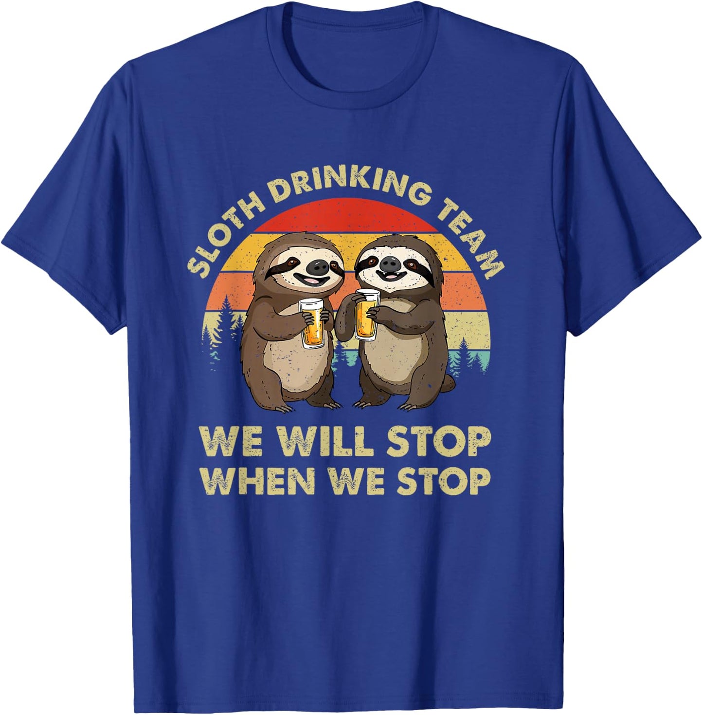 Funny Beer Drunk Sloth Drinking Team Men Women Beer Lover T-Shirt - T-Shirt | Royal