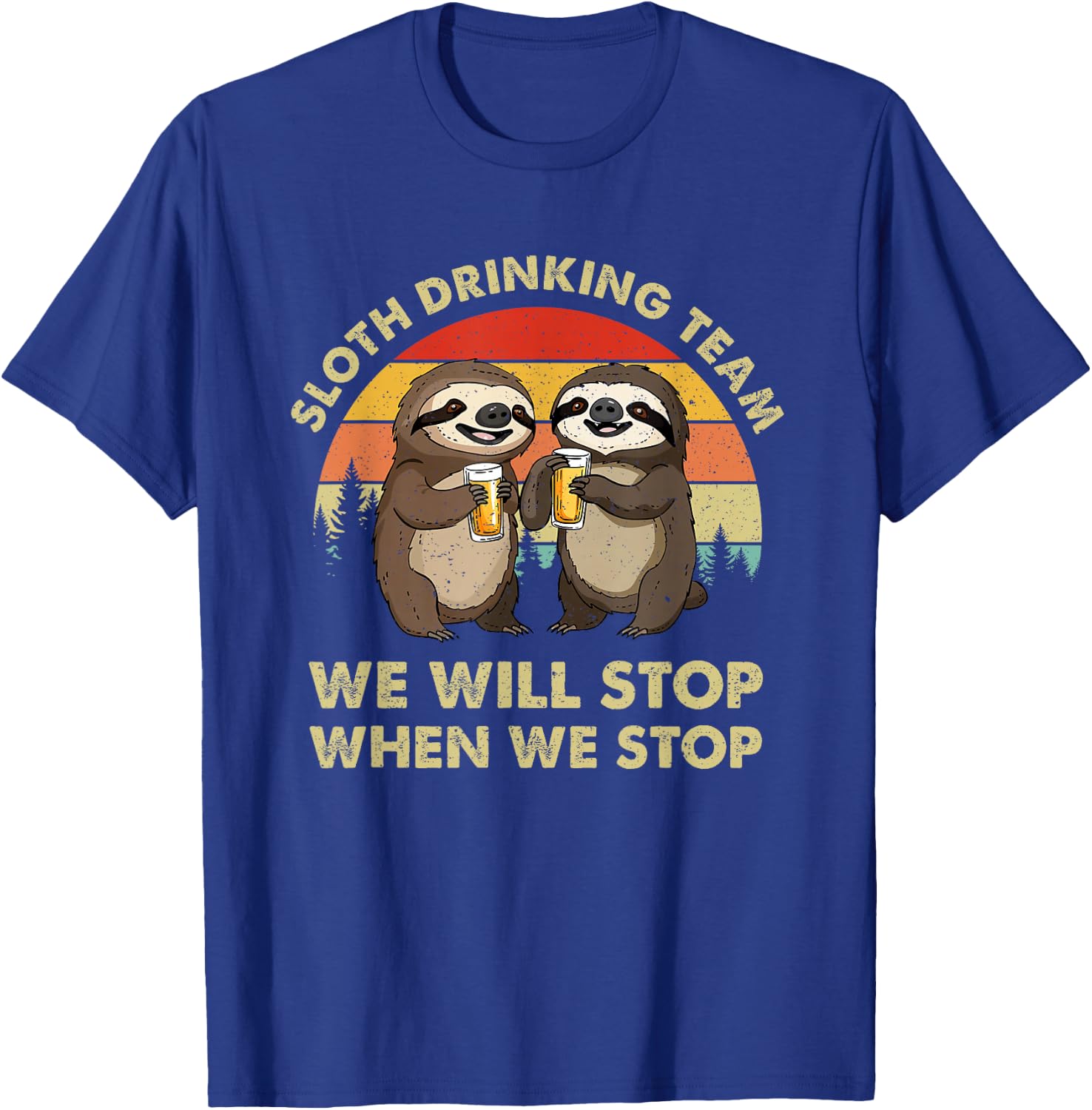 Funny Beer Drunk Sloth Drinking Team Men Women Beer Lover T-Shirt - T-Shirt | Royal
