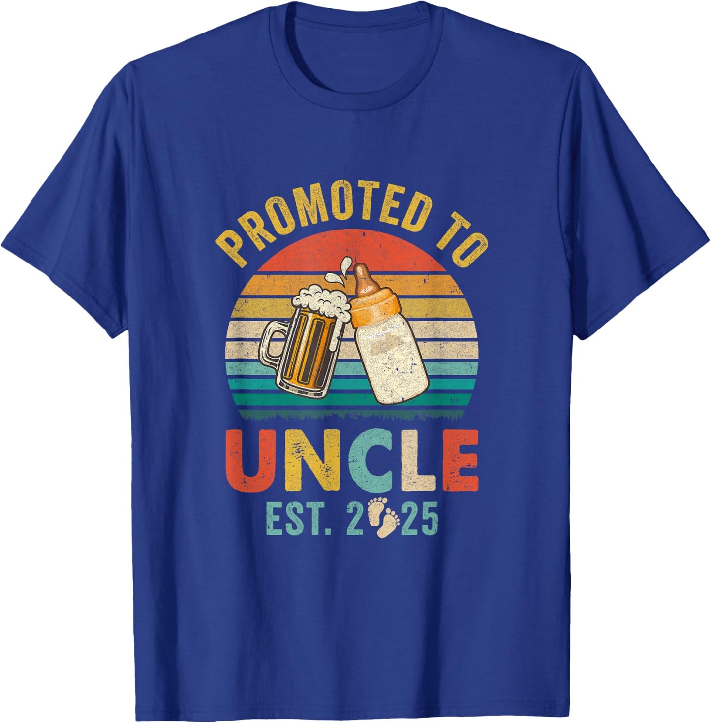 Promoted To Uncle Est 2025 Vintage New Uncle Fathers Day T-Shirt - T-Shirt | Royal