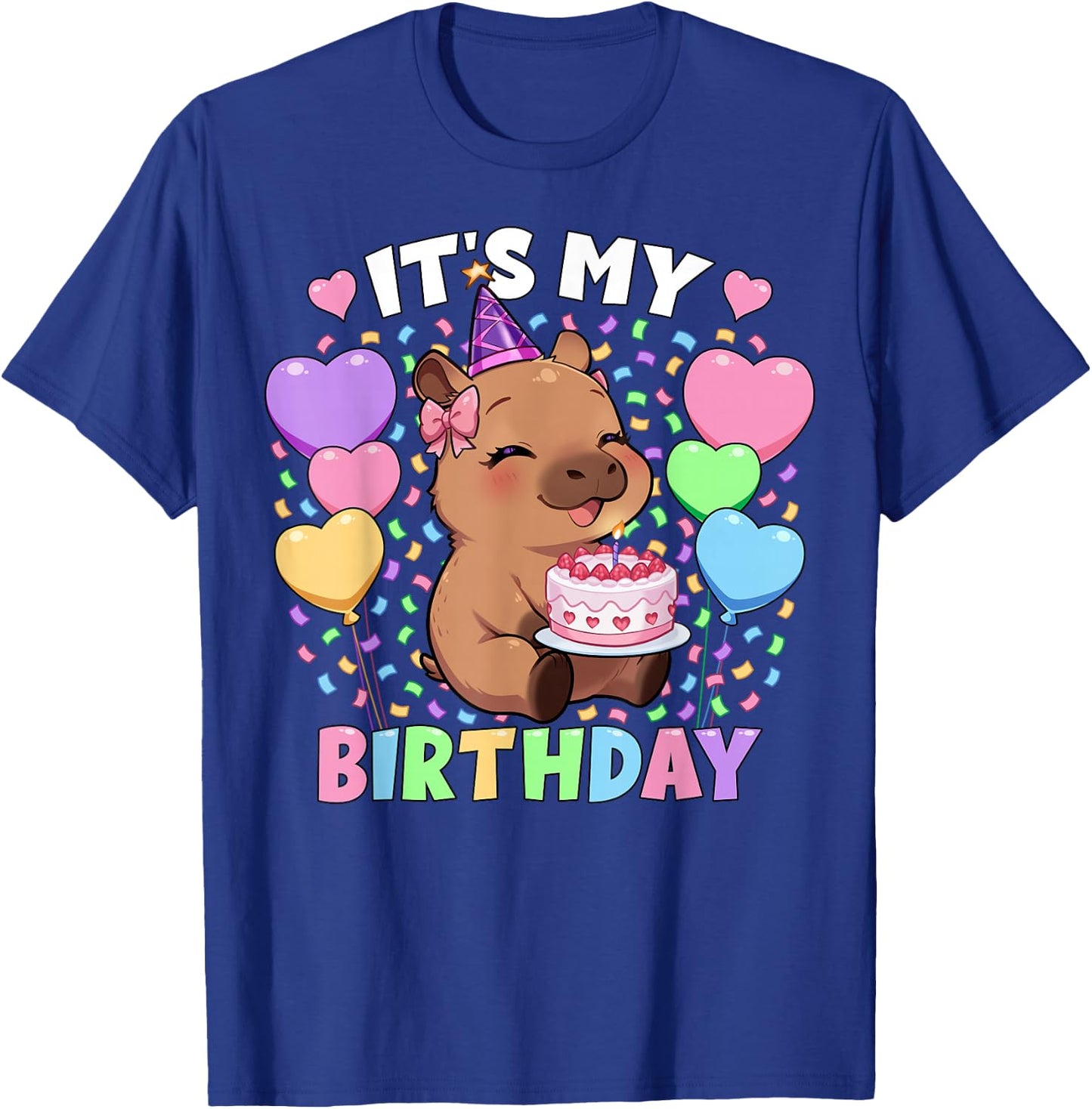 Capybara Birthday Shirt | It's My Birthday Capybara Girls T-Shirt - T-Shirt | Royal
