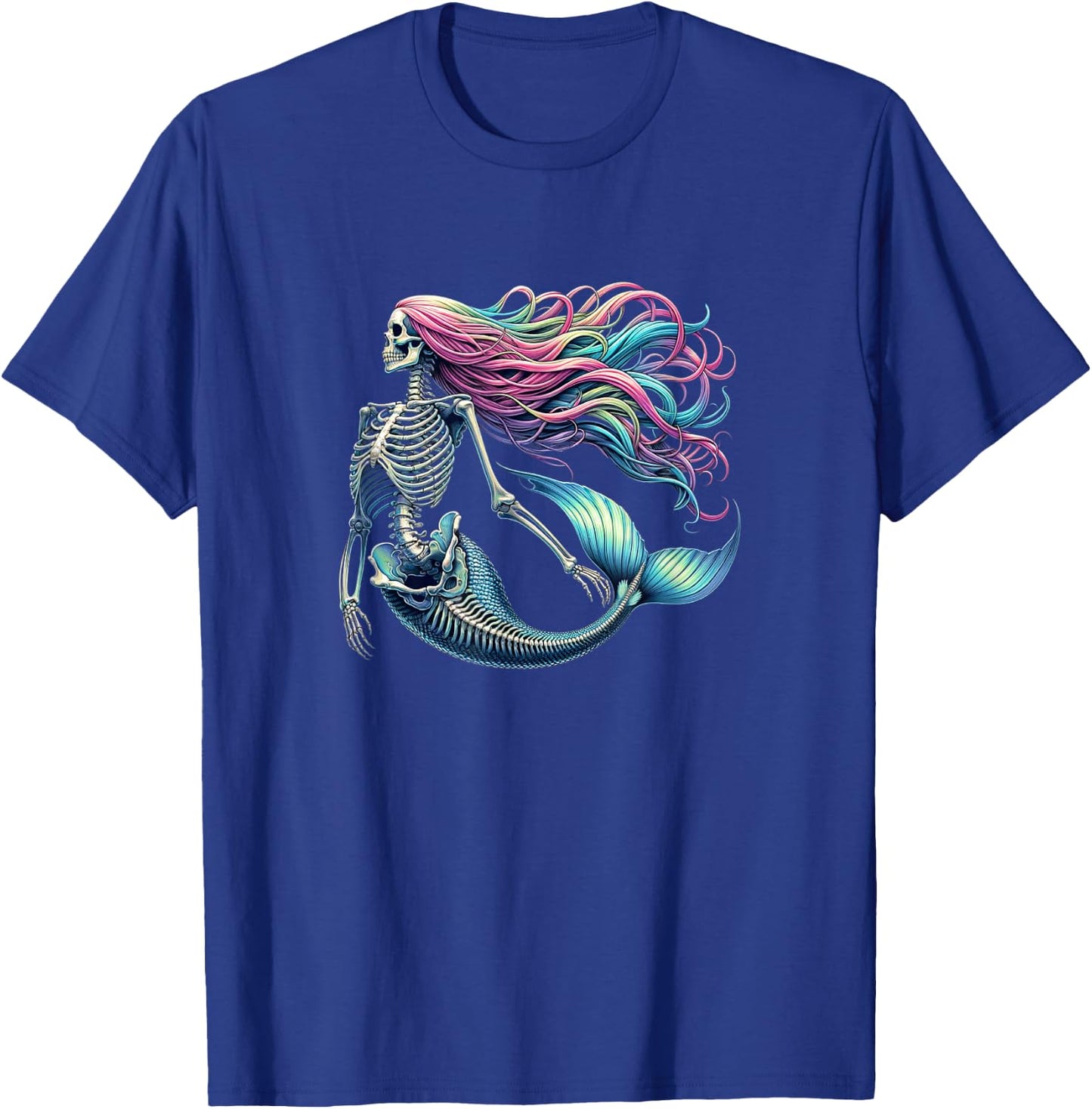 Mermaid Skeleton - Scary Halloween T-Shirt - T-Shirt | Royal