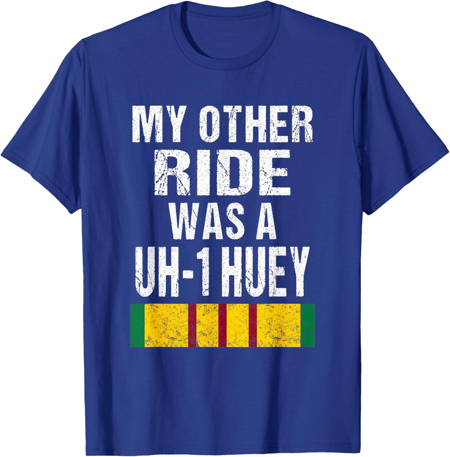 Vietnam Veteran Biker UH-1 Huey Helicopter Vet T-Shirt - T-Shirt | Royal