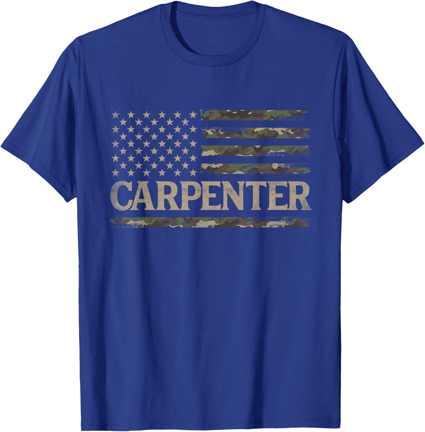 Camo Carpenter Camourflage USA Flag Fathers Day T-Shirt - T-Shirt | Royal