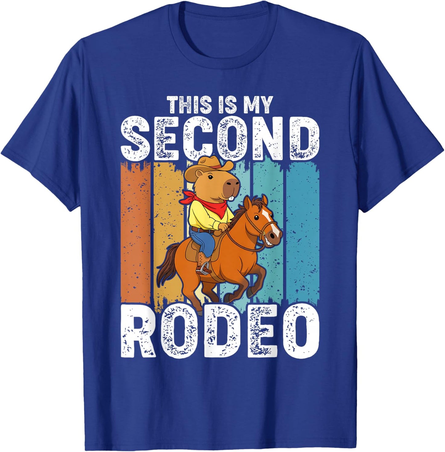 Vintage This is My Second Rodeo Capybara Cowboy T-Shirt - T-Shirt | Royal