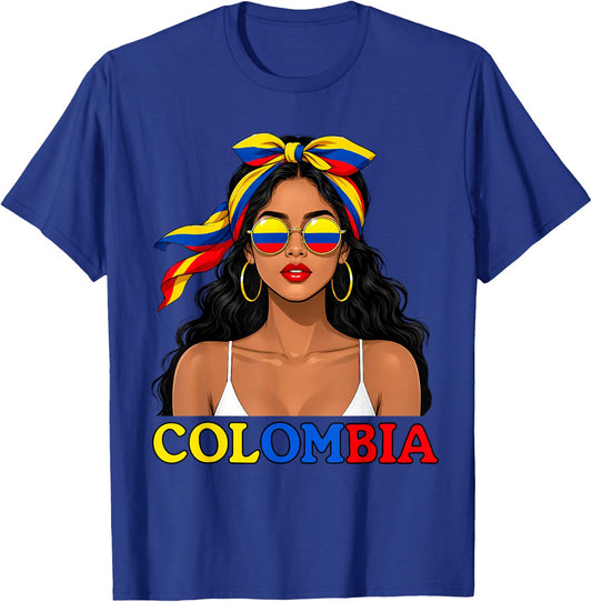 Colombian Woman Colombia Flag Roots Pride Patriotic Women T-Shirt - T-Shirt | Royal