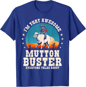 Mutton Buster Youth Sheep Riding Rodeo Mutton Busting Funny T-Shirt - T-Shirt | Royal