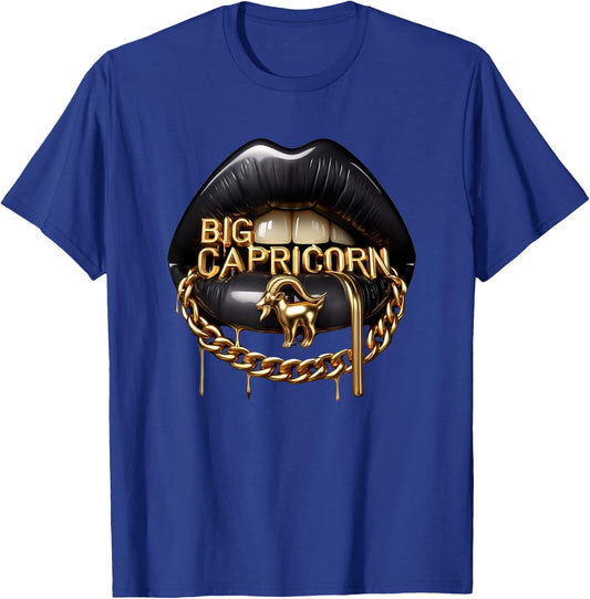 Big Capricorn Astrology Zodiac Lips Mouth T-Shirt - T-Shirt | Royal