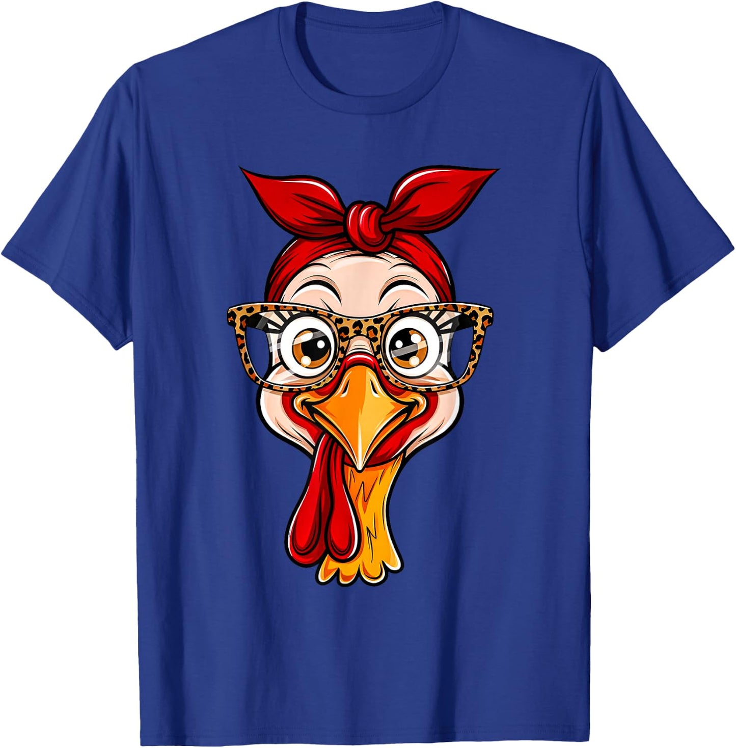 Thanksgiving Turkey Face Leopard Print Glasses Women Girls T-Shirt - T-Shirt | Royal