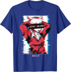 Stay Weird Anime Girl Japanese Vaporwave Aesthetic Waifu T-Shirt - T-Shirt | Royal