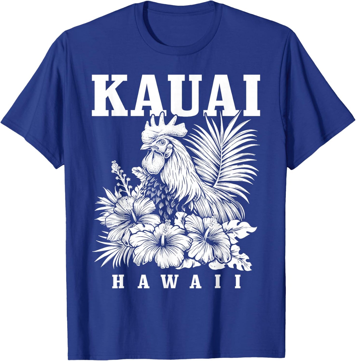 Kauai Hawaii Chicken Hawaiian Hibiscus Flowers Vintage T-Shirt - T-Shirt | Royal
