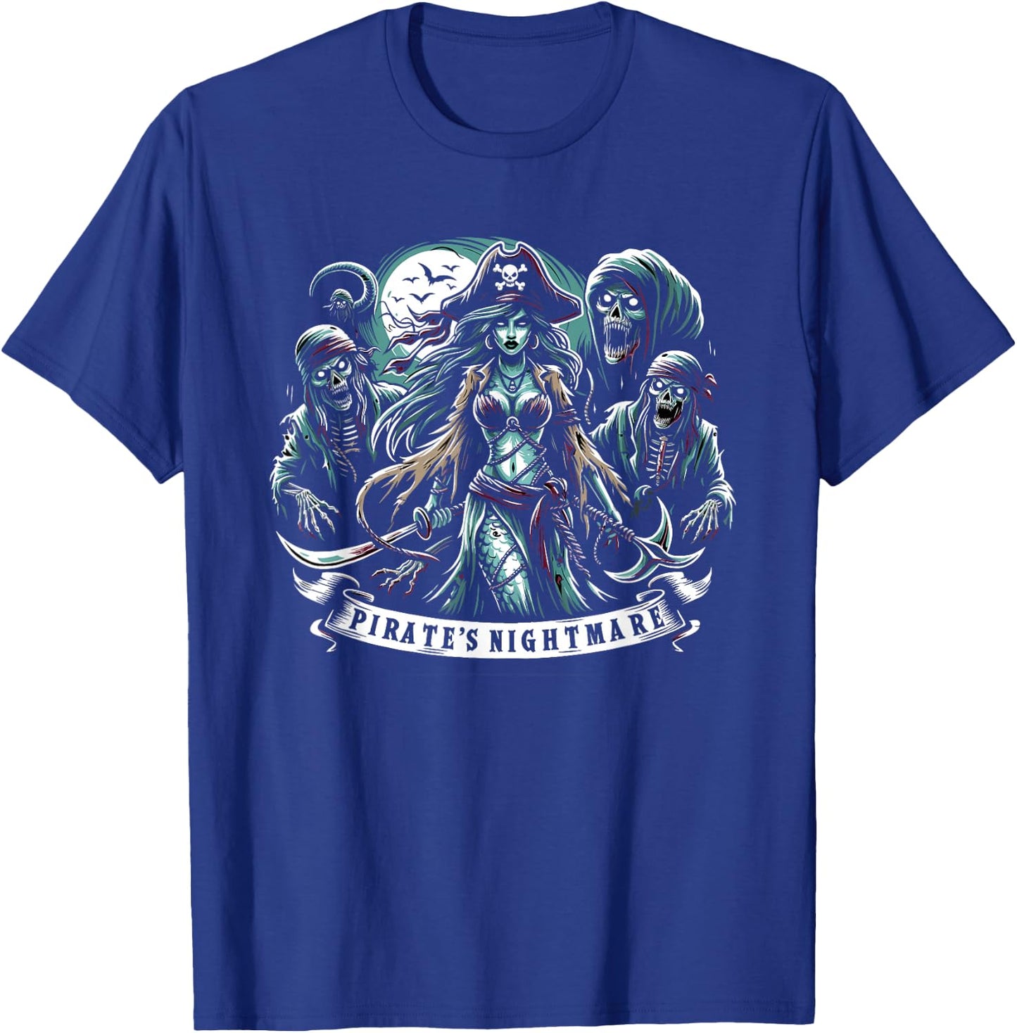 Spooky Sirens Horror Mermaid Creepy Mermaid Haunted Sea T-Shirt - T-Shirt | Royal