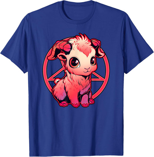 Satanic Kawaii Baby Goat Goth Girl Fun Baphomet Graphic T-Shirt - T-Shirt | Royal