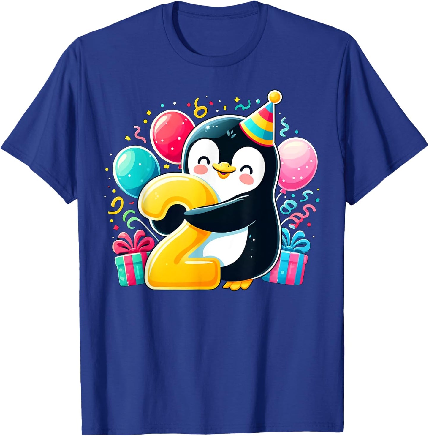 Bday second Boys, Girls, Kids age two 2nd birthday Penguin T-Shirt - T-Shirt | Royal