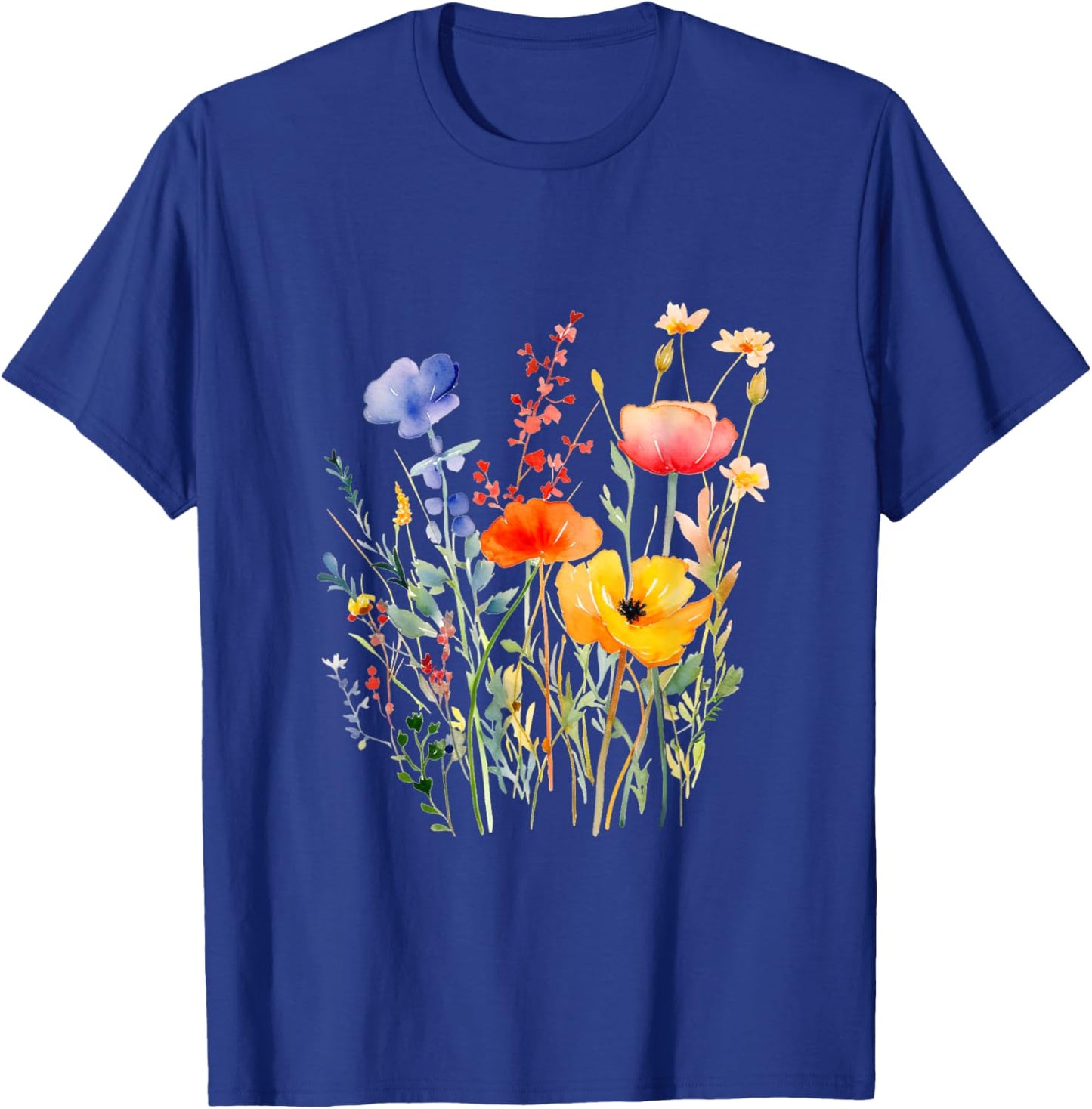 Summer Wildflower Bouquet , Black, S T-Shirt - T-Shirt | Royal