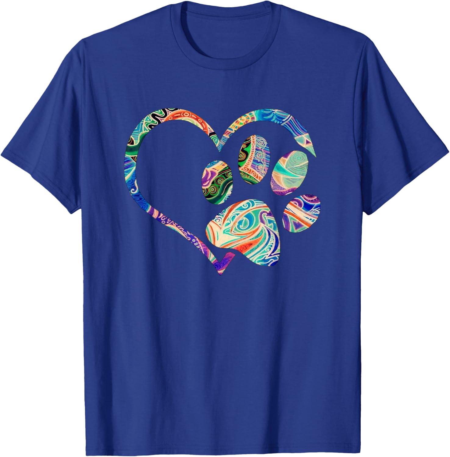 Animal Rescue Shirt Dog Paw Print Tie Dye Rainbow Dog Love Men Women Girls Kids T-Shirt - T-Shirt | Royal